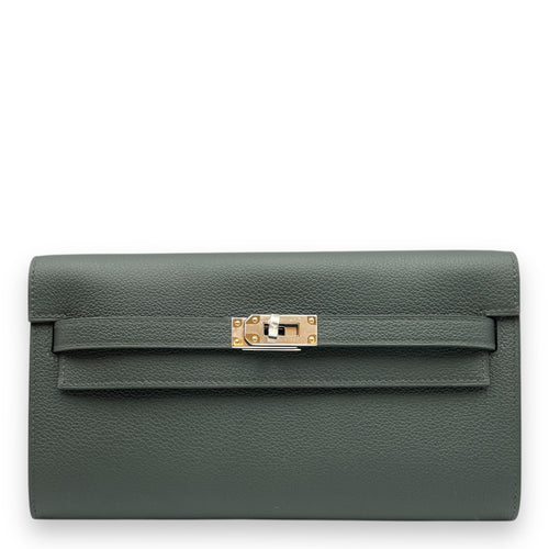 Kelly To Go Vert Mangrove Crossbody Bag in Evercolor, Palladium hardware