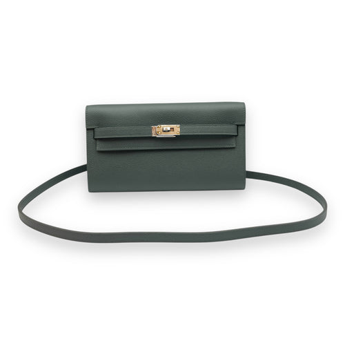 Kelly To Go Vert Mangrove Crossbody Bag in Evercolor, Palladium hardware