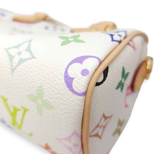 Speedy LV x TM  Nano White/Multi-color Crossbody Bag in Canvas Gold hardware CL2511-17021 16
