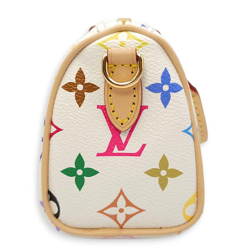 Speedy LV x TM  Nano White/Multi-color Crossbody Bag in Canvas Gold hardware