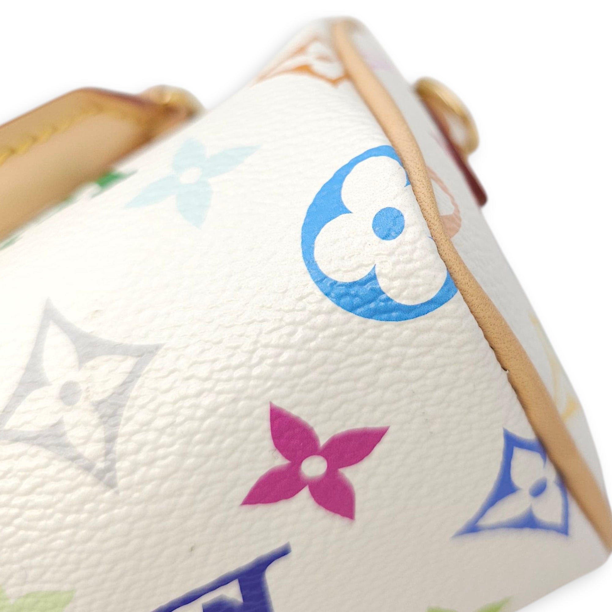 Speedy LV x TM  Nano White/Multi-color Crossbody Bag in Canvas Gold hardware