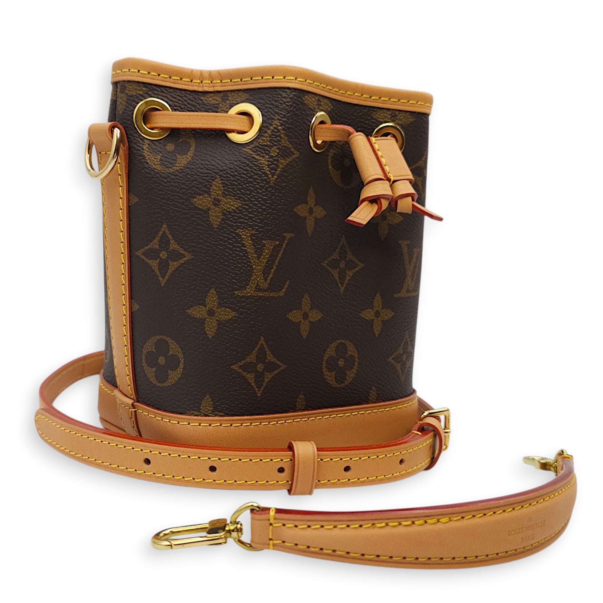 Noe  Nano Brown Monogram  Bucket Bag in Canvas Gold hardware CL2511-17034 10