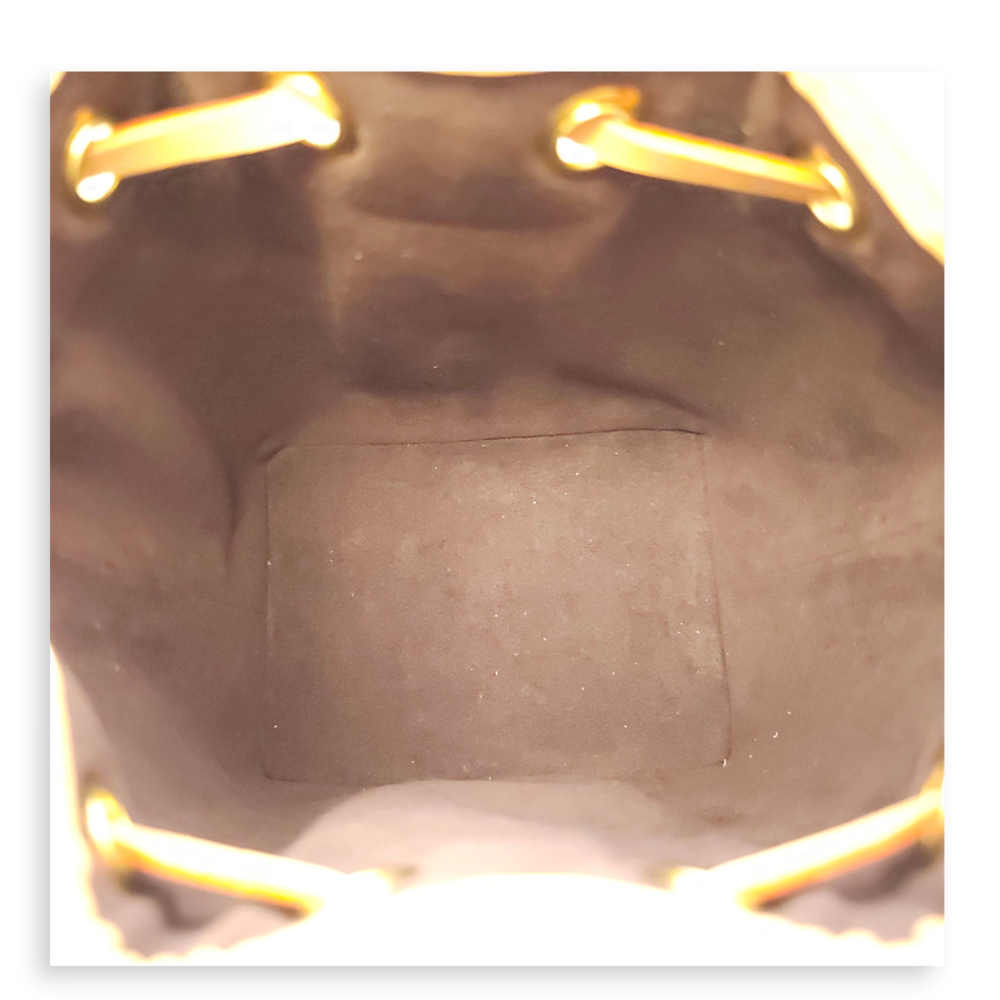 Noe Nano Brown Monogram Bucket Bag in Canvas, Gold hardware