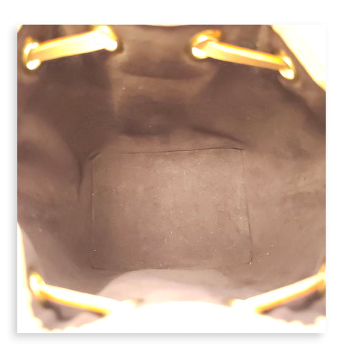 Noe Nano Brown Monogram Bucket Bag in Canvas, Gold hardware