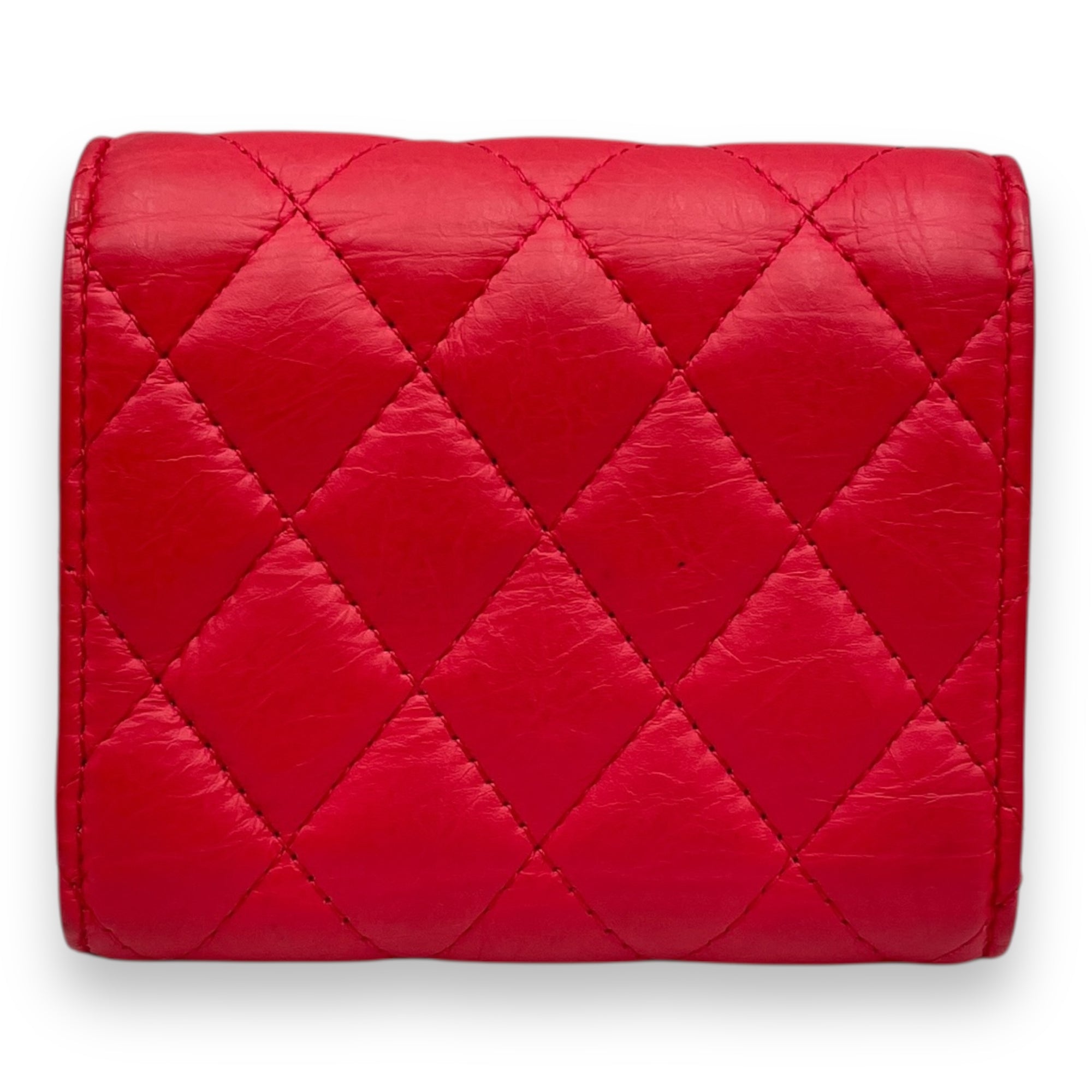 CC Reissue Red Wallet in Lambskin, Gold hardware