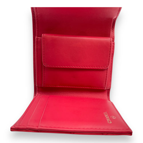 CC Reissue Red Wallet in Lambskin, Gold hardware