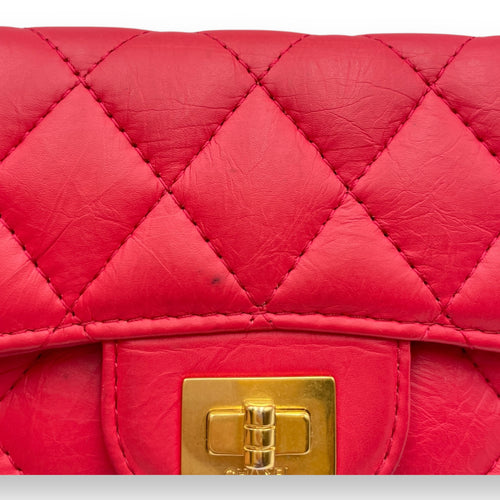CC Reissue Red Wallet in Lambskin, Gold hardware