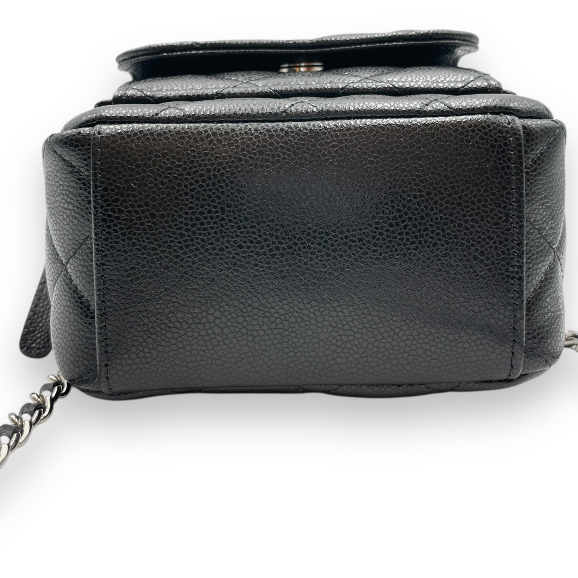 Quilted Mini Black Backpack in Caviar Leather, Gold hardware