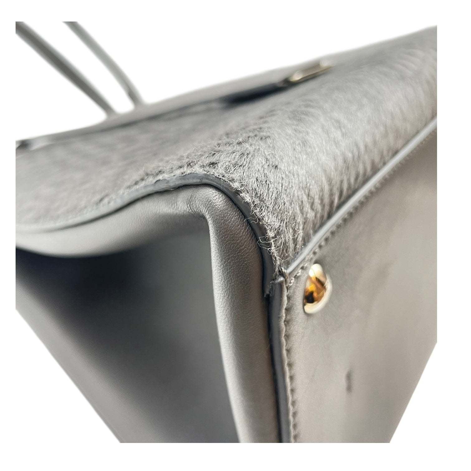 3 Jours Grey Top Handle Bag in Pony/Calfskin, Silver hardware