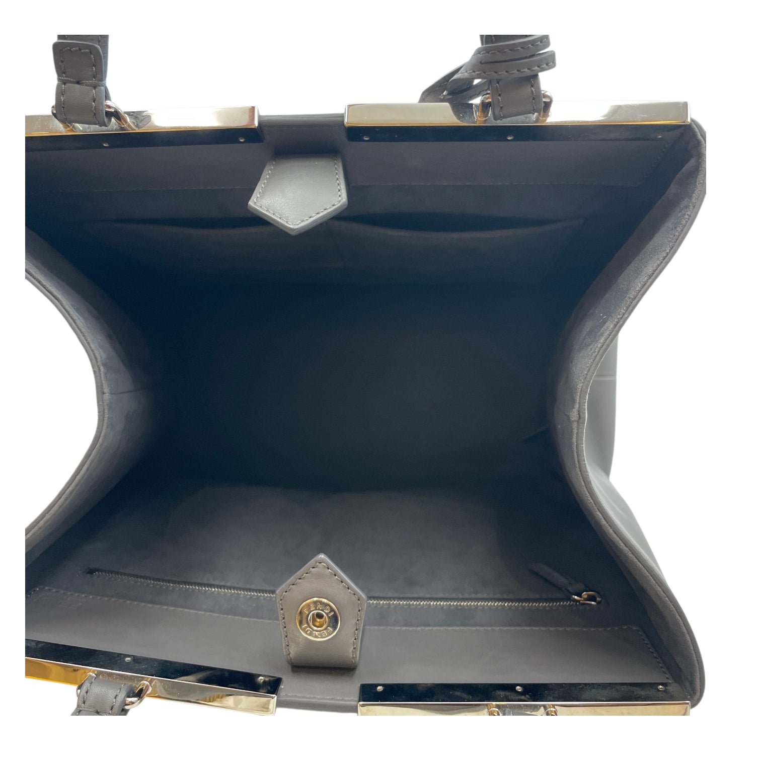 3 Jours Grey Top Handle Bag in Pony/Calfskin, Silver hardware