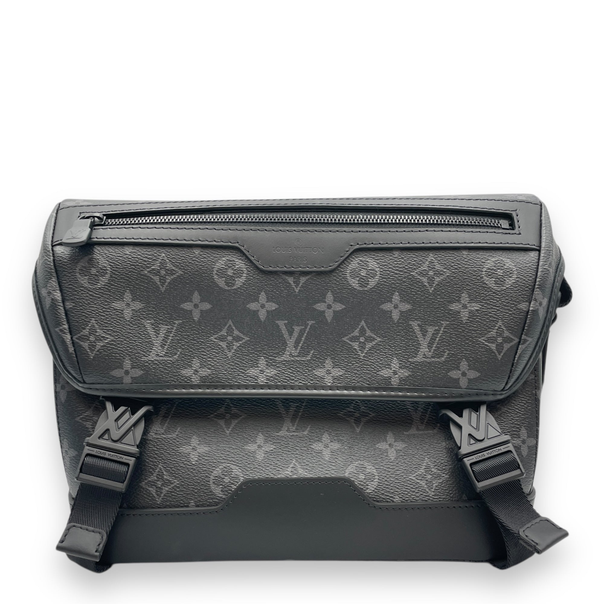Monogram Eclipse Messenger Voyager PM Grey Crossbody Bag in Canvas, Gunmetal hardware