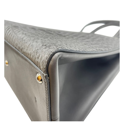 3 Jours Grey Top Handle Bag in Pony/Calfskin, Silver hardware