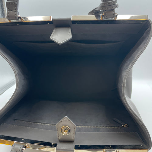 3 Jours Grey Top Handle Bag in Pony/Calfskin, Silver hardware