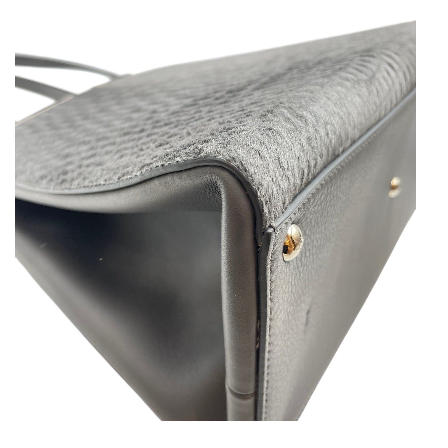 3 Jours Grey Top Handle Bag in Pony/Calfskin, Silver hardware