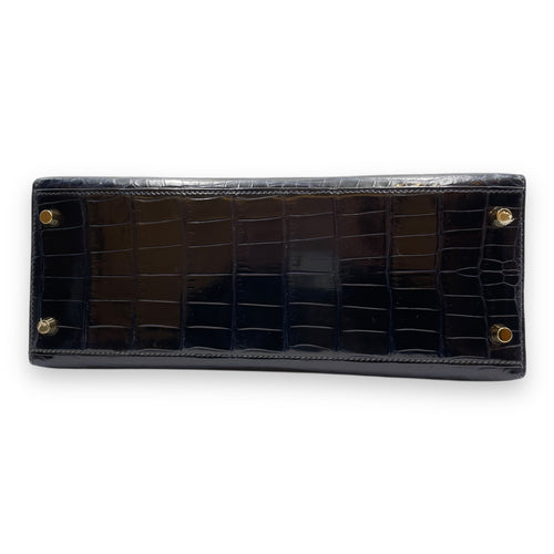 Kelly 28 Blue Marine in Shiny Niloticus, Gold hardware