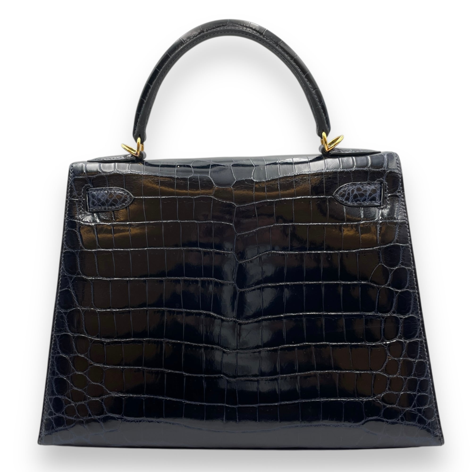 Kelly 28 Blue Marine in Shiny Niloticus, Gold hardware