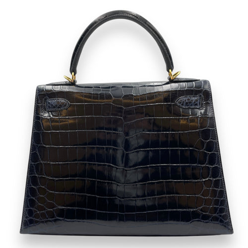 Kelly 28 Blue Marine in Shiny Niloticus, Gold hardware