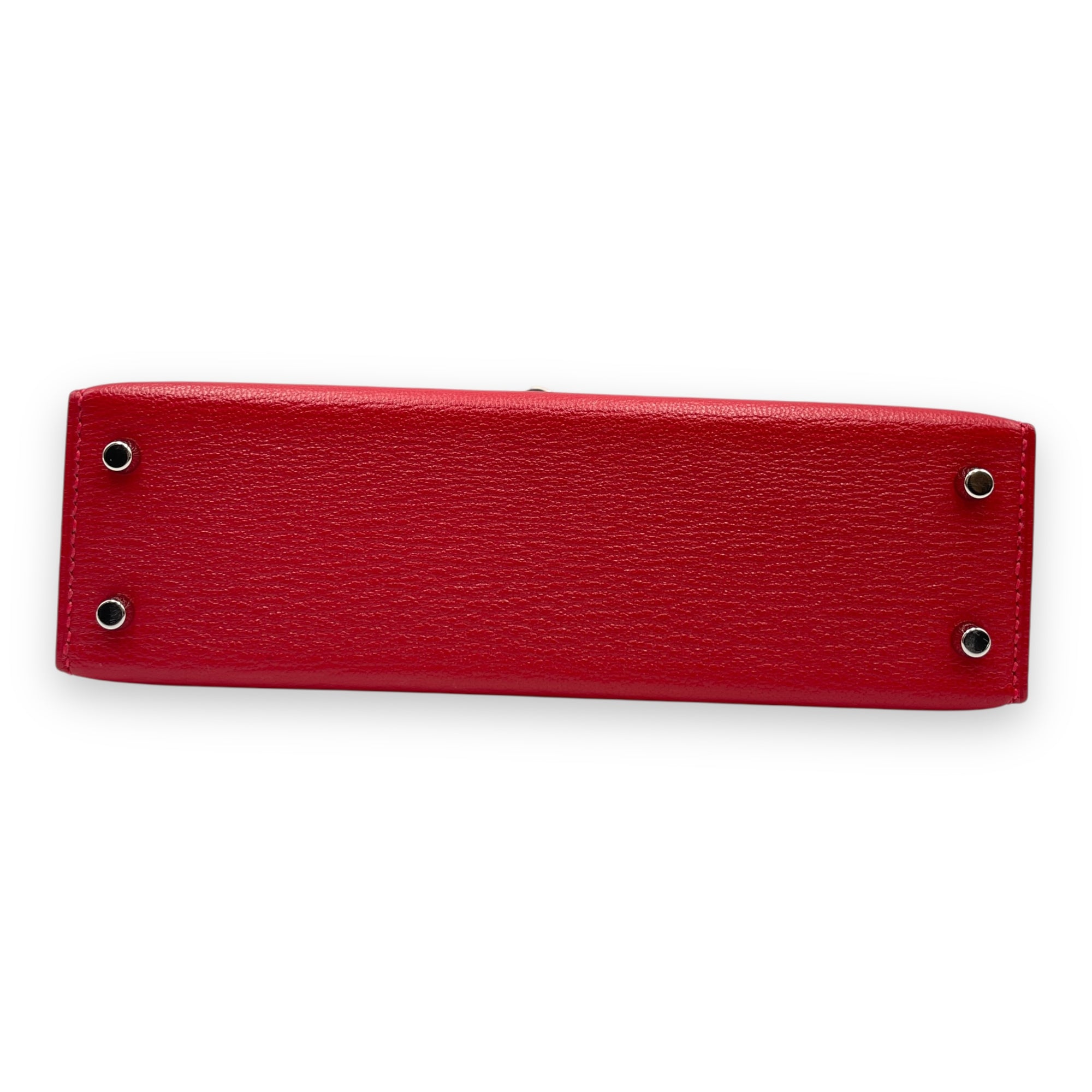 Kelly 20 Rouge Casaque Verso in Chevre Mysore, Palladium hardware