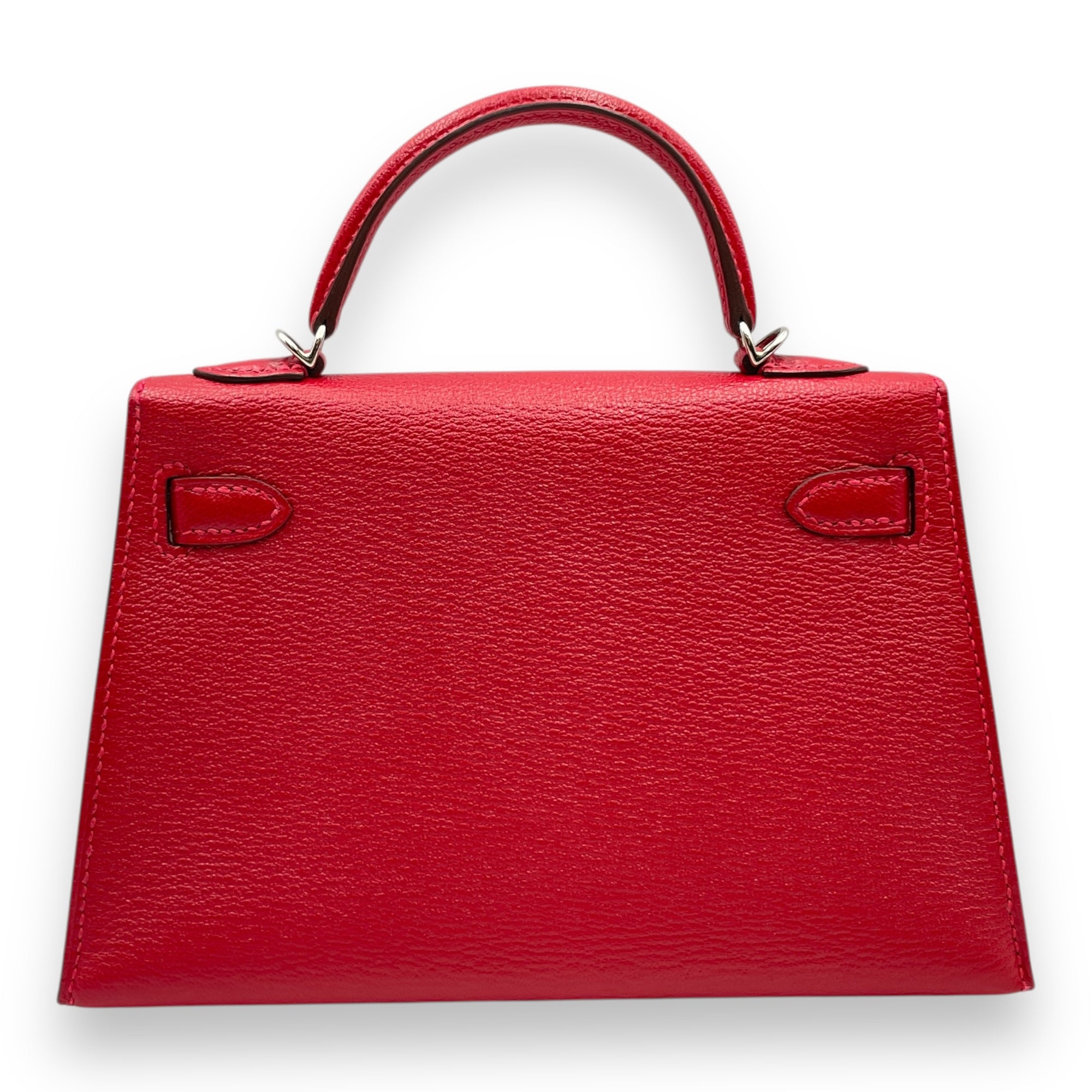 Kelly 20 Rouge Casaque Verso in Chevre Mysore, Palladium hardware