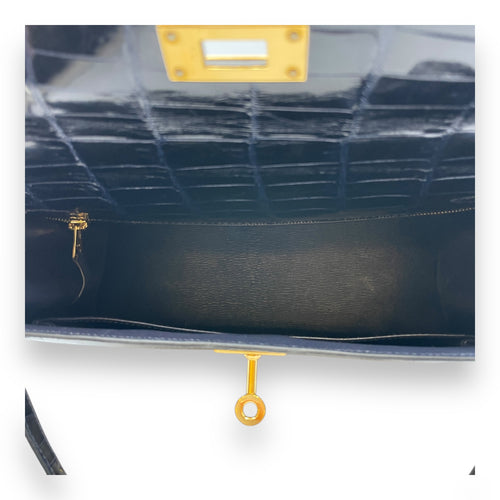 Kelly 28 Blue Marine in Shiny Niloticus, Gold hardware