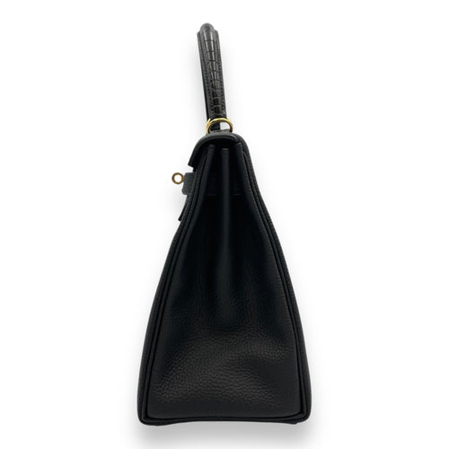 Kelly Touch 28 Black in Togo/Shiny Alligator, Gold hardware