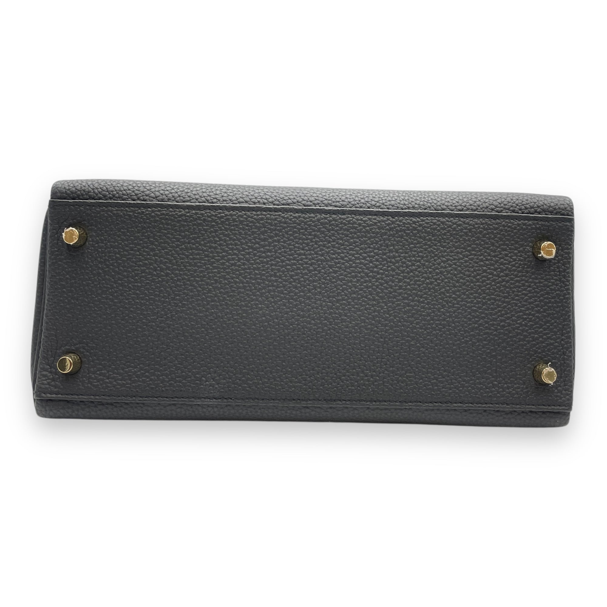 Kelly Touch 28 Black in Togo/Shiny Alligator, Gold hardware