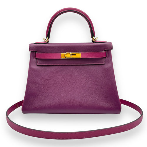 HSS Kelly 28 Anemone/Rose Pourpre in Evercolor, Gold hardware