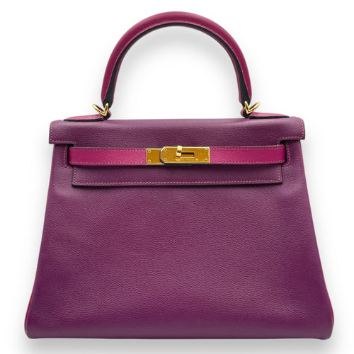 HSS Kelly 28 Anemone/Rose Pourpre in Evercolor, Gold hardware