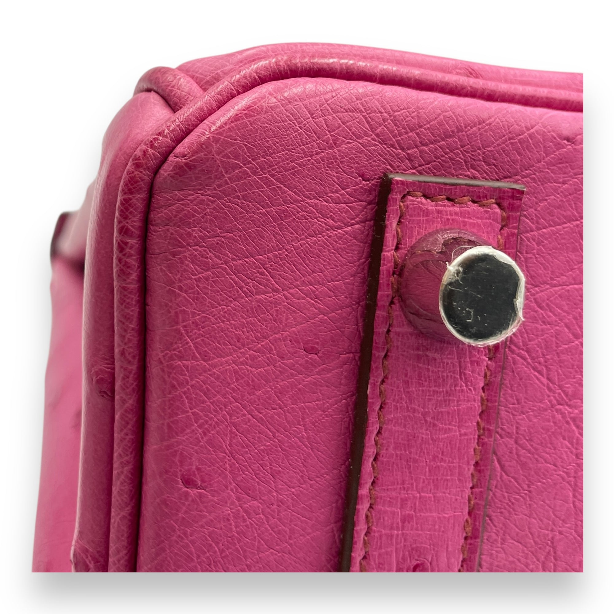 Birkin 25 Fuchsia in Ostrich, Palladium hardware