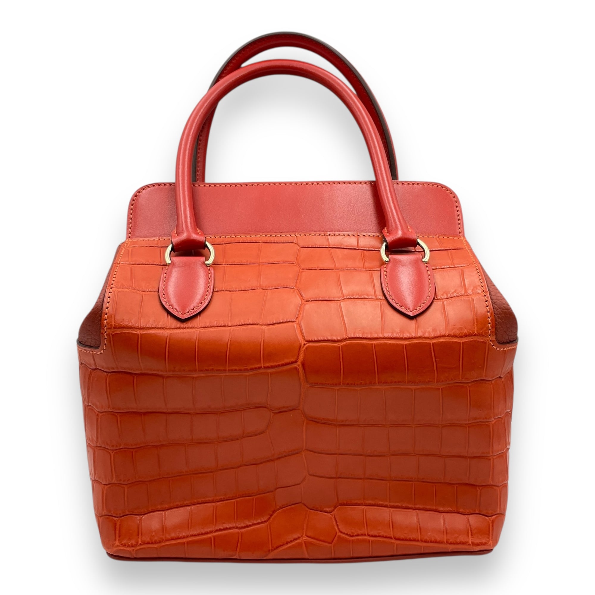 Toolbox 20 Orange in Tadelakt/Clemence/Matte Alligator, Permabrass hardware