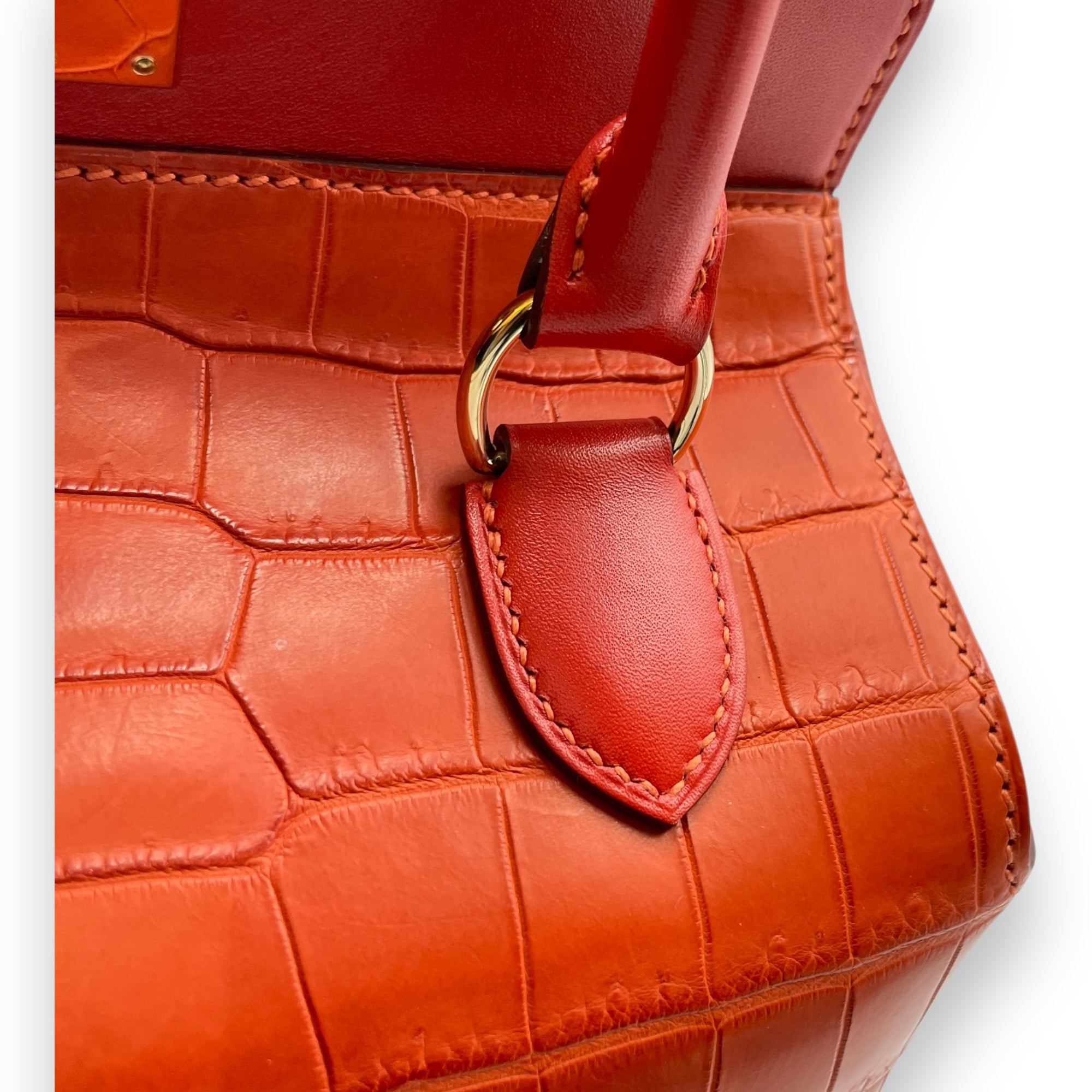 Toolbox 20 Orange in Tadelakt/Clemence/Matte Alligator, Permabrass hardware