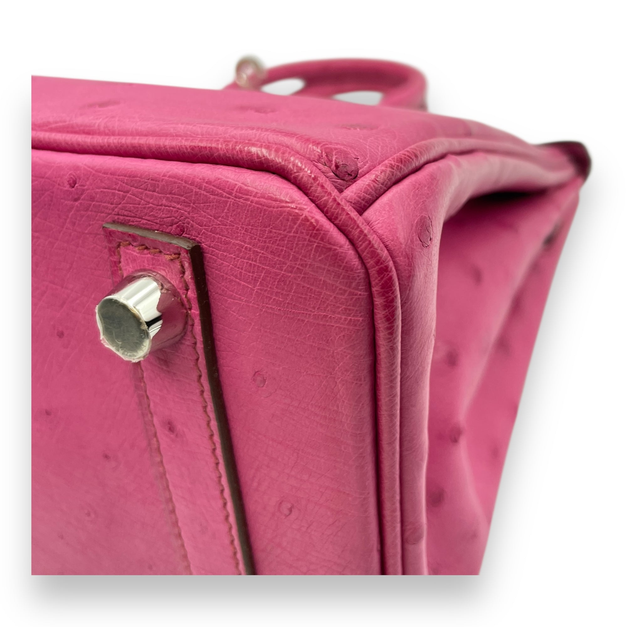 Birkin 25 Fuchsia in Ostrich, Palladium hardware