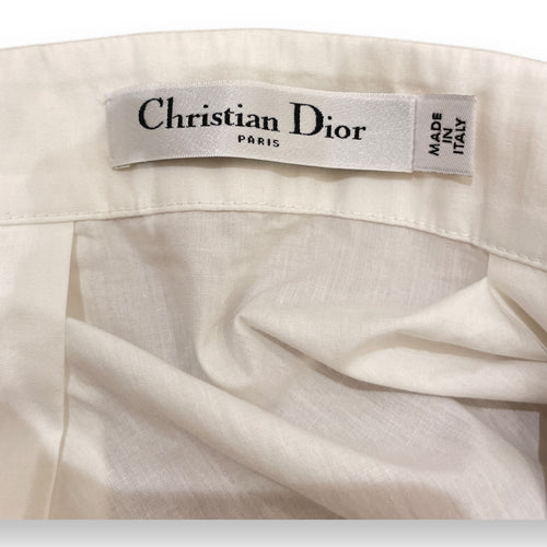 Printed Mid Length Skirt 34 White/Blue Ready-To-Wear in Cotton