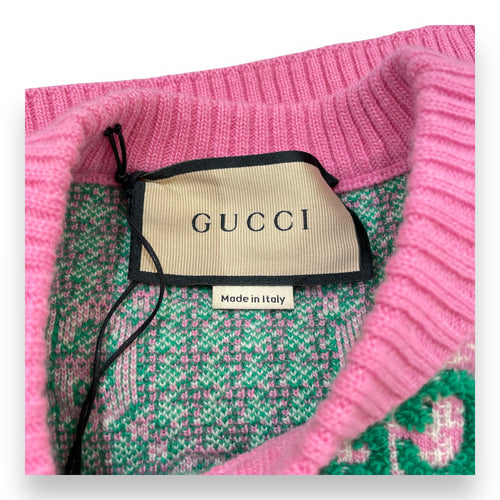 GG-Intarsia Sweater XS Pink Ready-To-Wear in Wool