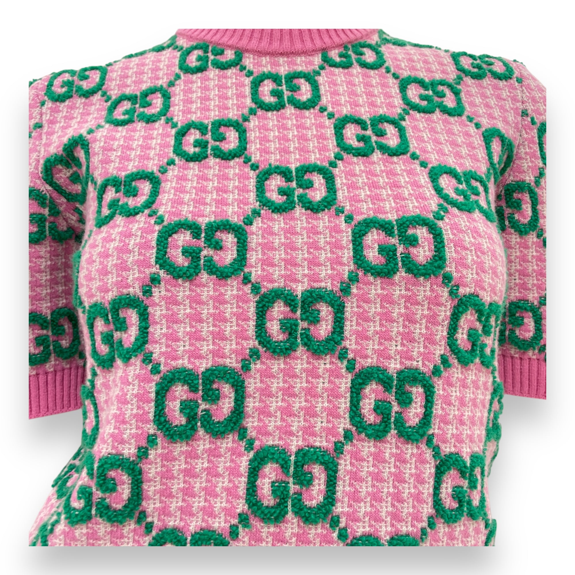 GG-Intarsia Sweater XS Pink Ready-To-Wear in Wool