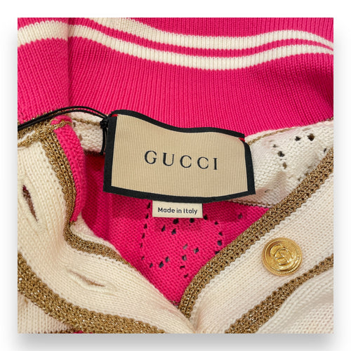 Striped Polo Shirt XS Pink/Vanilla Ready-To-Wear, Gold hardware