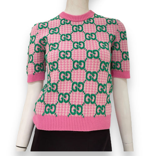 GG-Intarsia Sweater XS Pink Ready-To-Wear in Wool