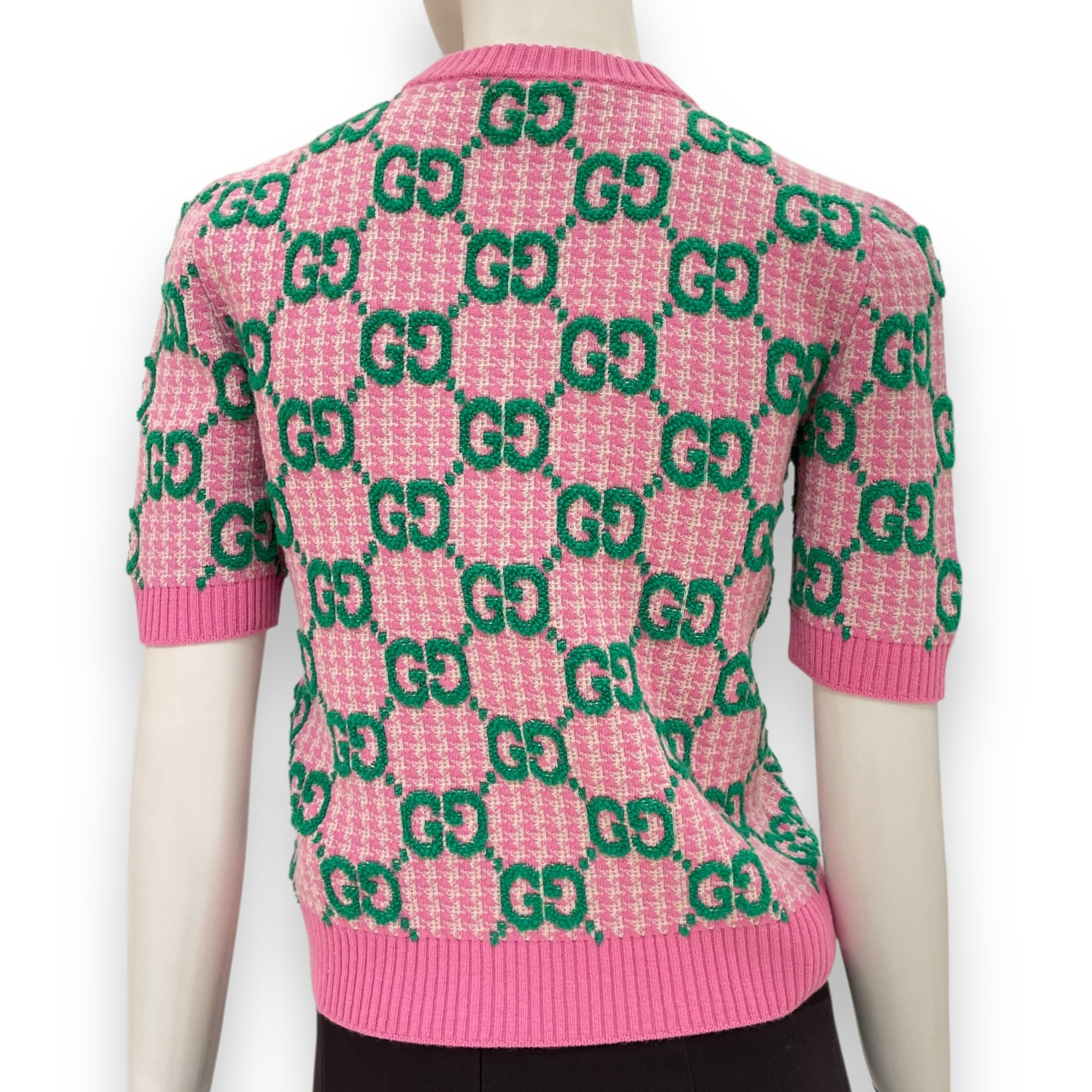 GG-Intarsia Sweater XS Pink Ready-To-Wear in Wool