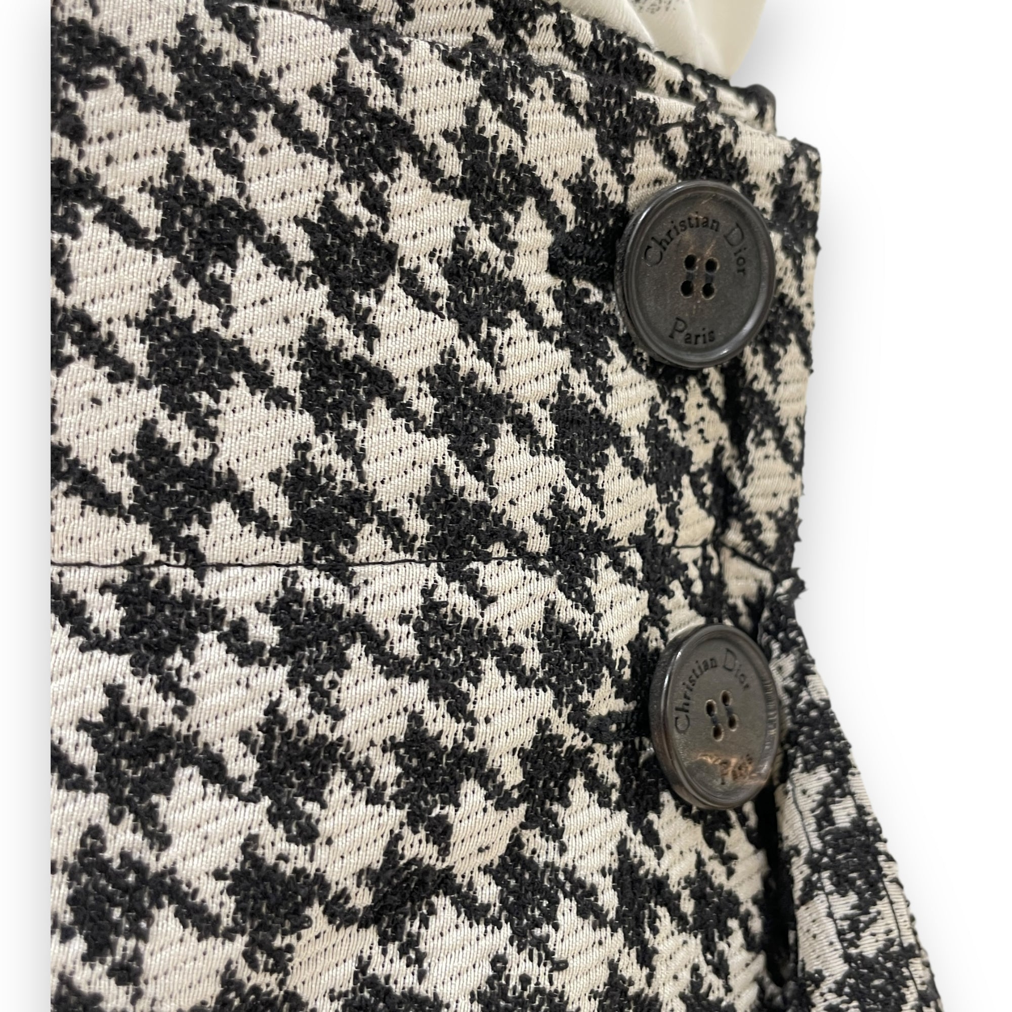 Houndstooth Mid-Length Skirt 34 Black/White Ready-To-Wear in Cotton/Silk