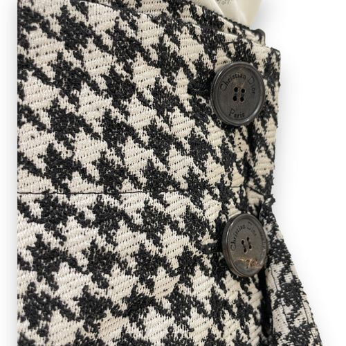 Houndstooth Mid-Length Skirt 34 Black/White Ready-To-Wear in Cotton/Silk