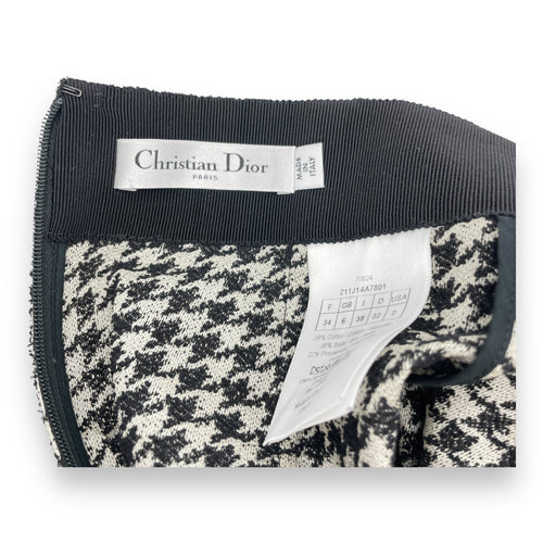 Houndstooth Mid-Length Skirt 34 Black/White Ready-To-Wear in Cotton/Silk