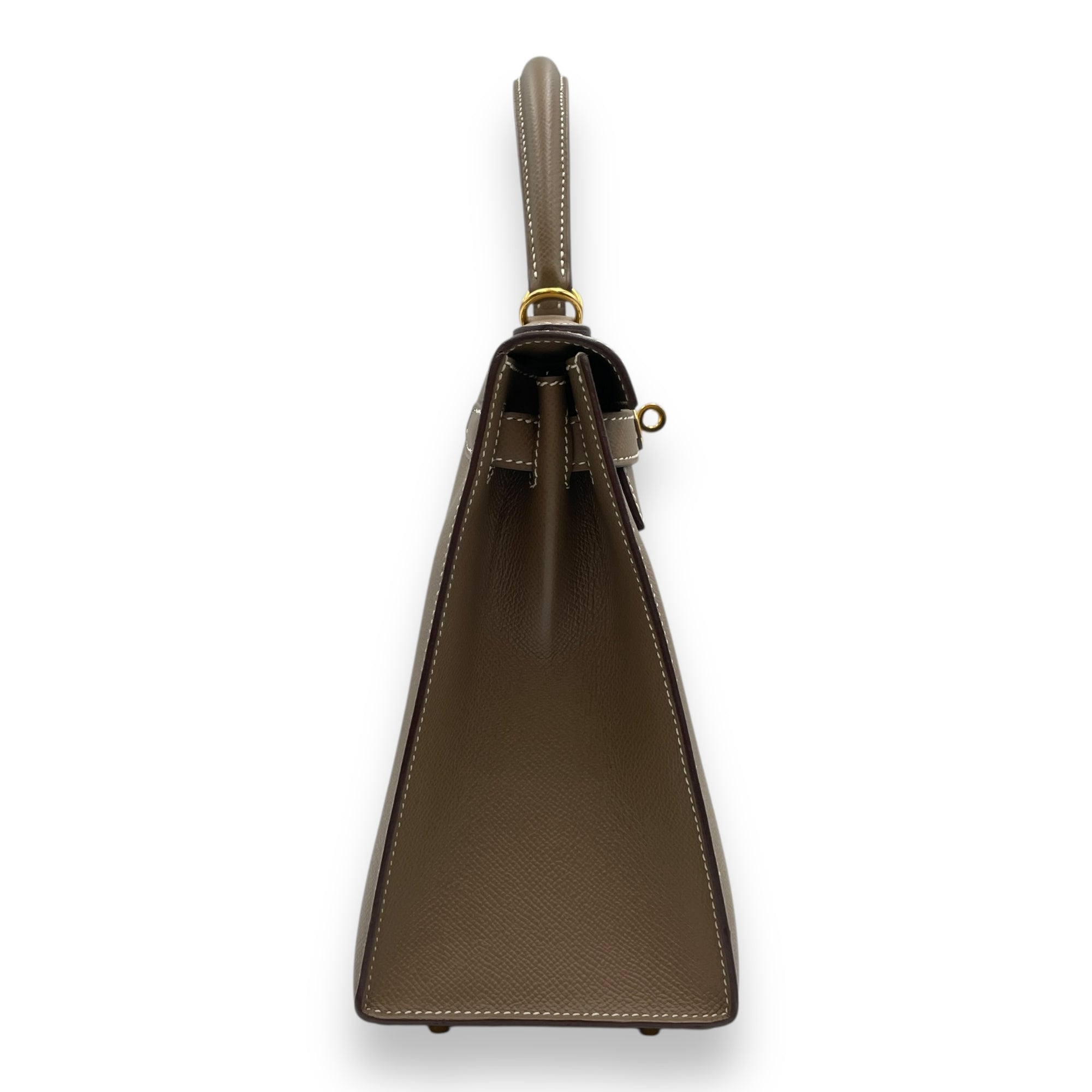 Sellier Kelly 28 Etoupe in Epsom, Gold hardware