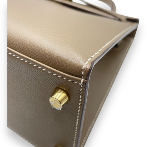 Sellier Kelly 28 Etoupe in Epsom, Gold hardware