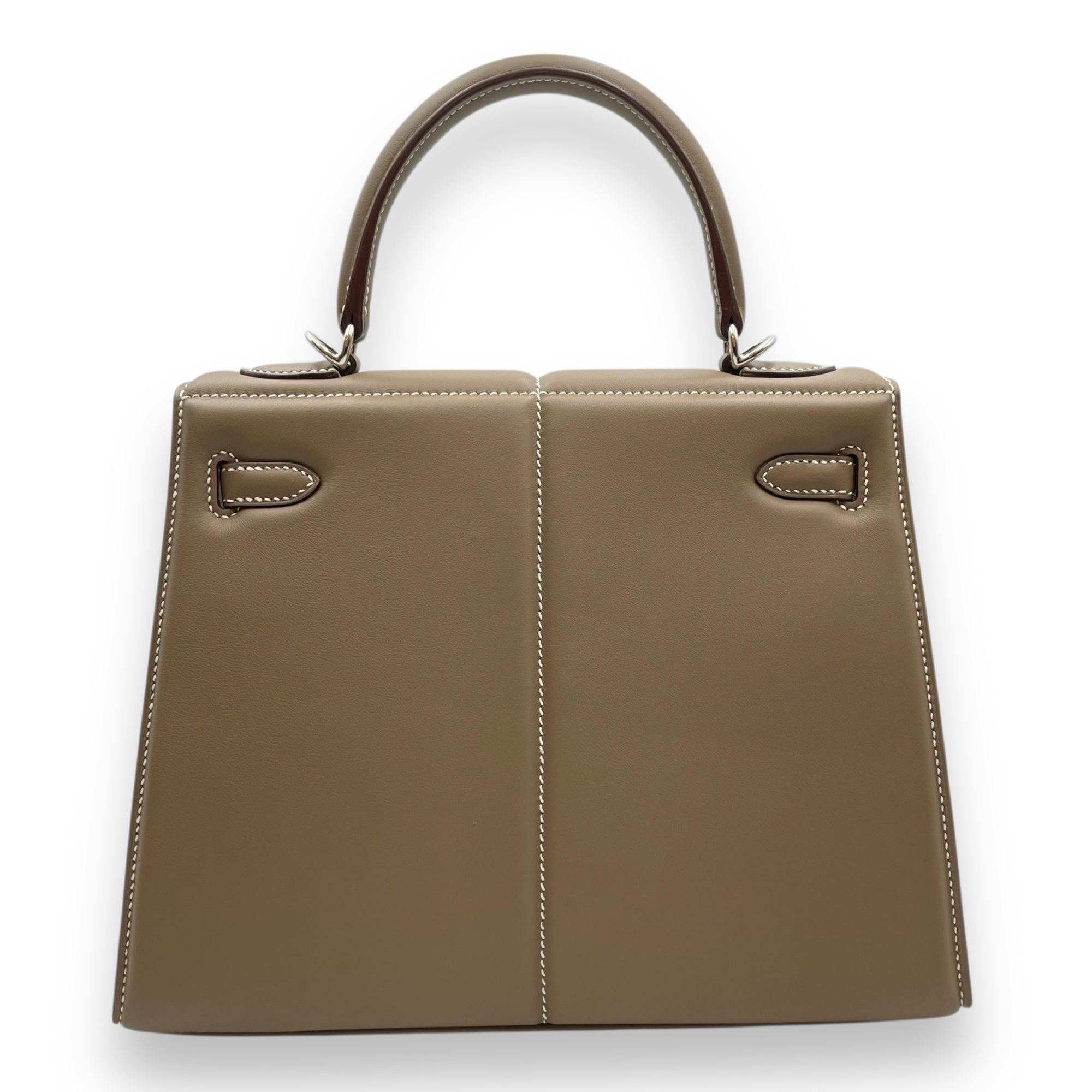 Padded Sellier Kelly 25 Etoupe in Swift, Palladium hardware