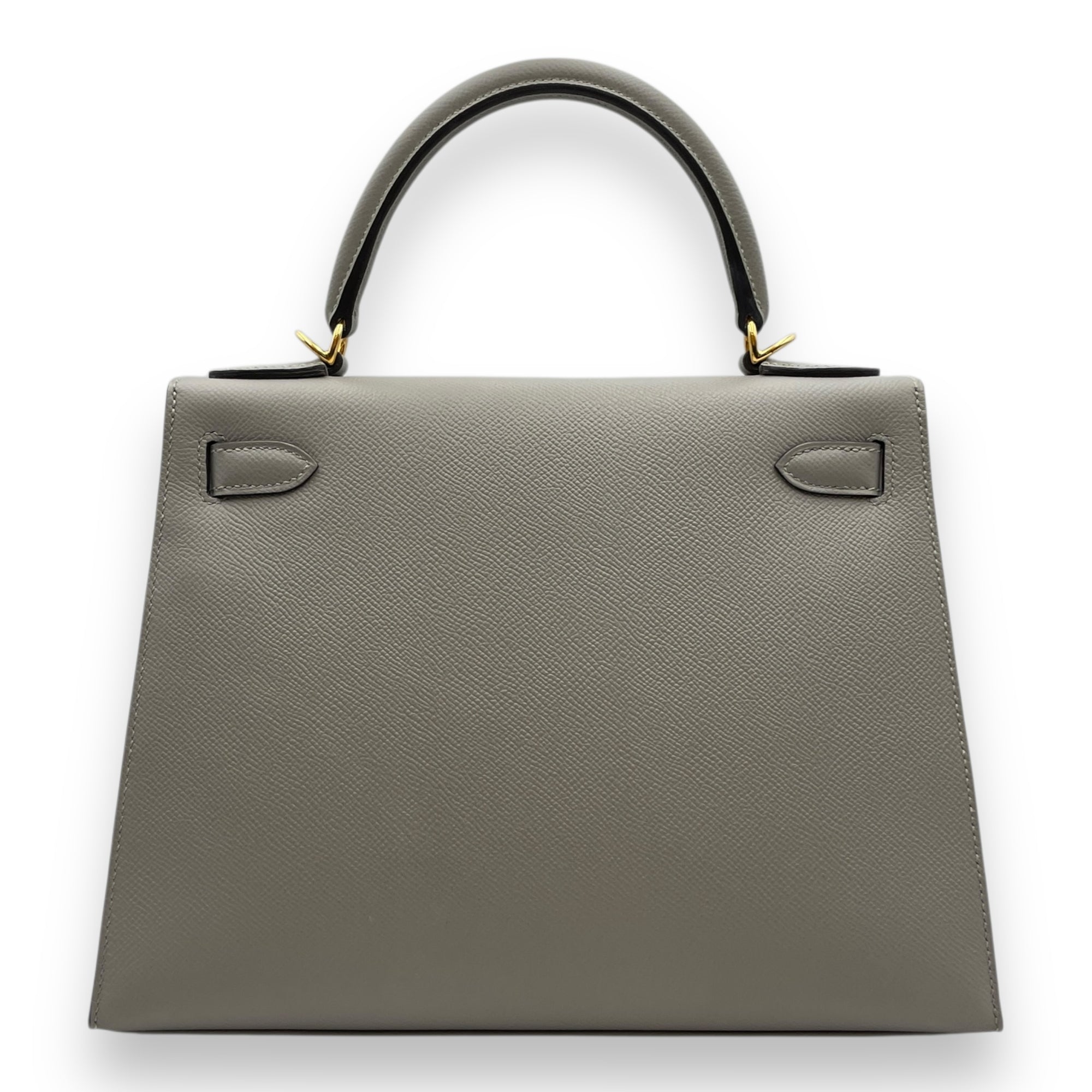 Kelly 28 Gris Mouette in Epsom, Gold hardware