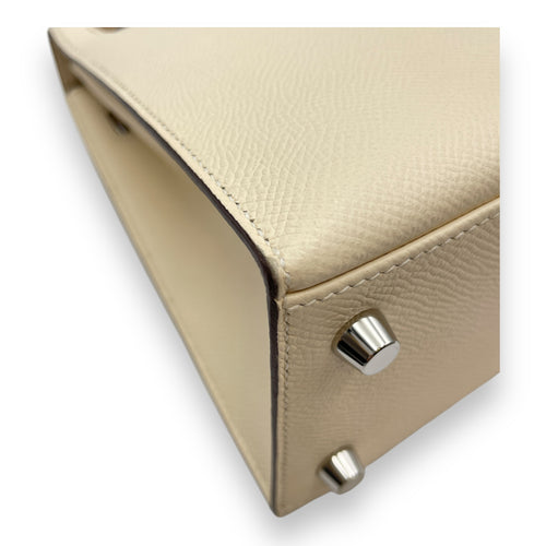 Sellier Kelly 25 Nata/Chai/Gris Meyer in Epsom, Palladium hardware