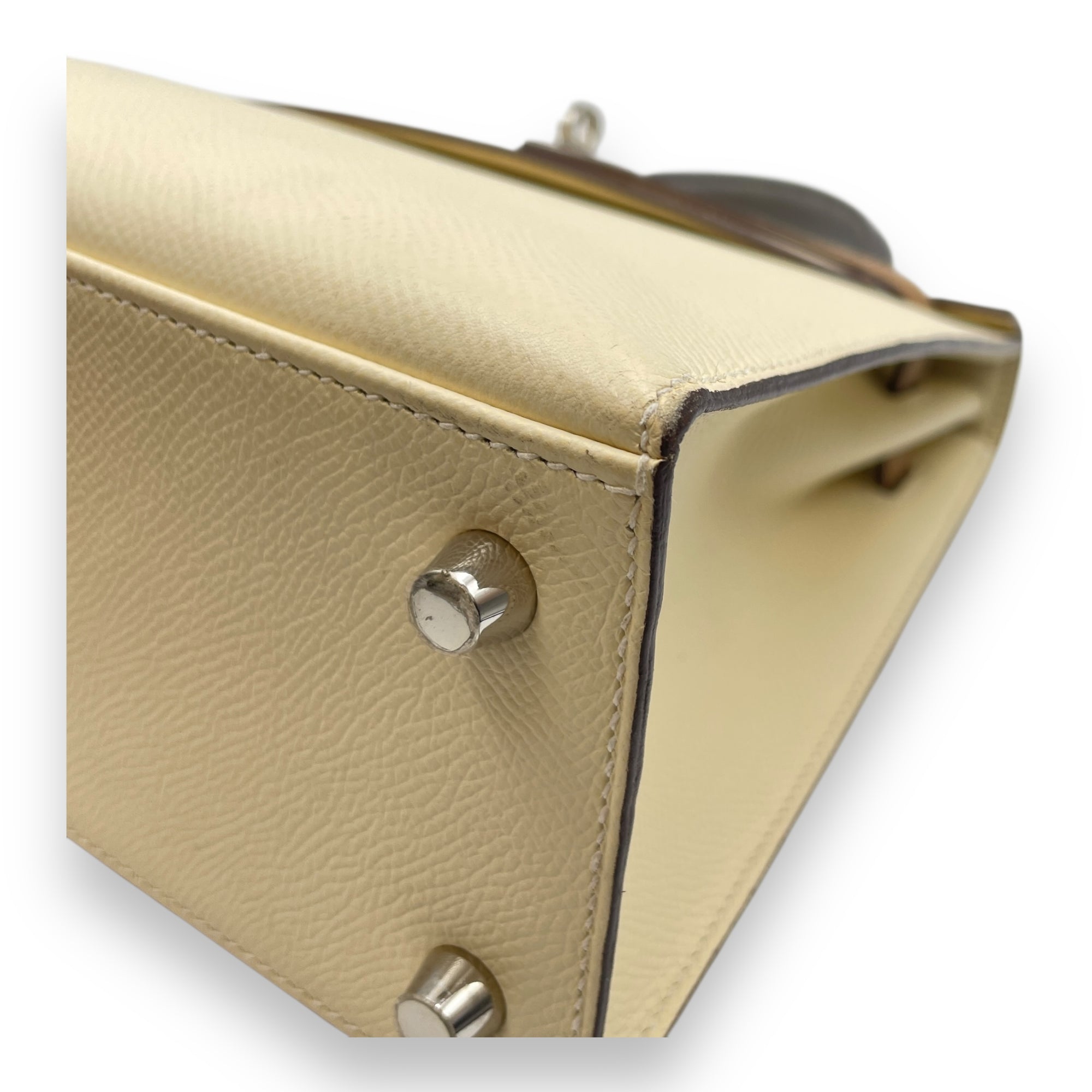 Tricolor Sellier Kelly 25 Nata/Chai/Gris in Epsom, Palladium hardware