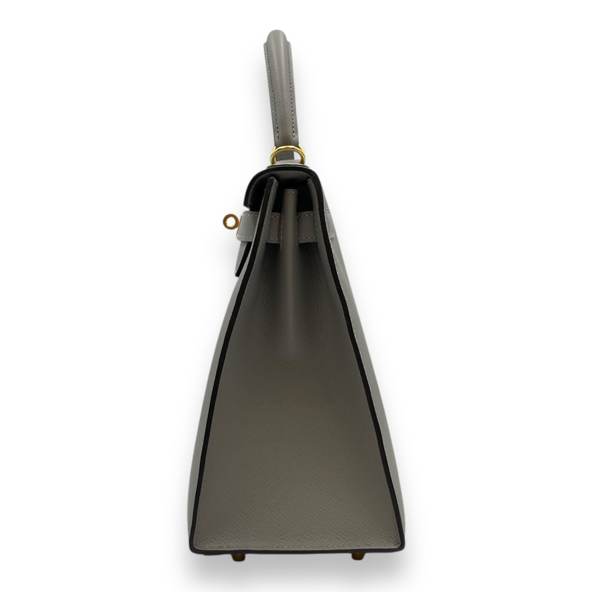 Kelly 28 Gris Mouette in Epsom, Gold hardware