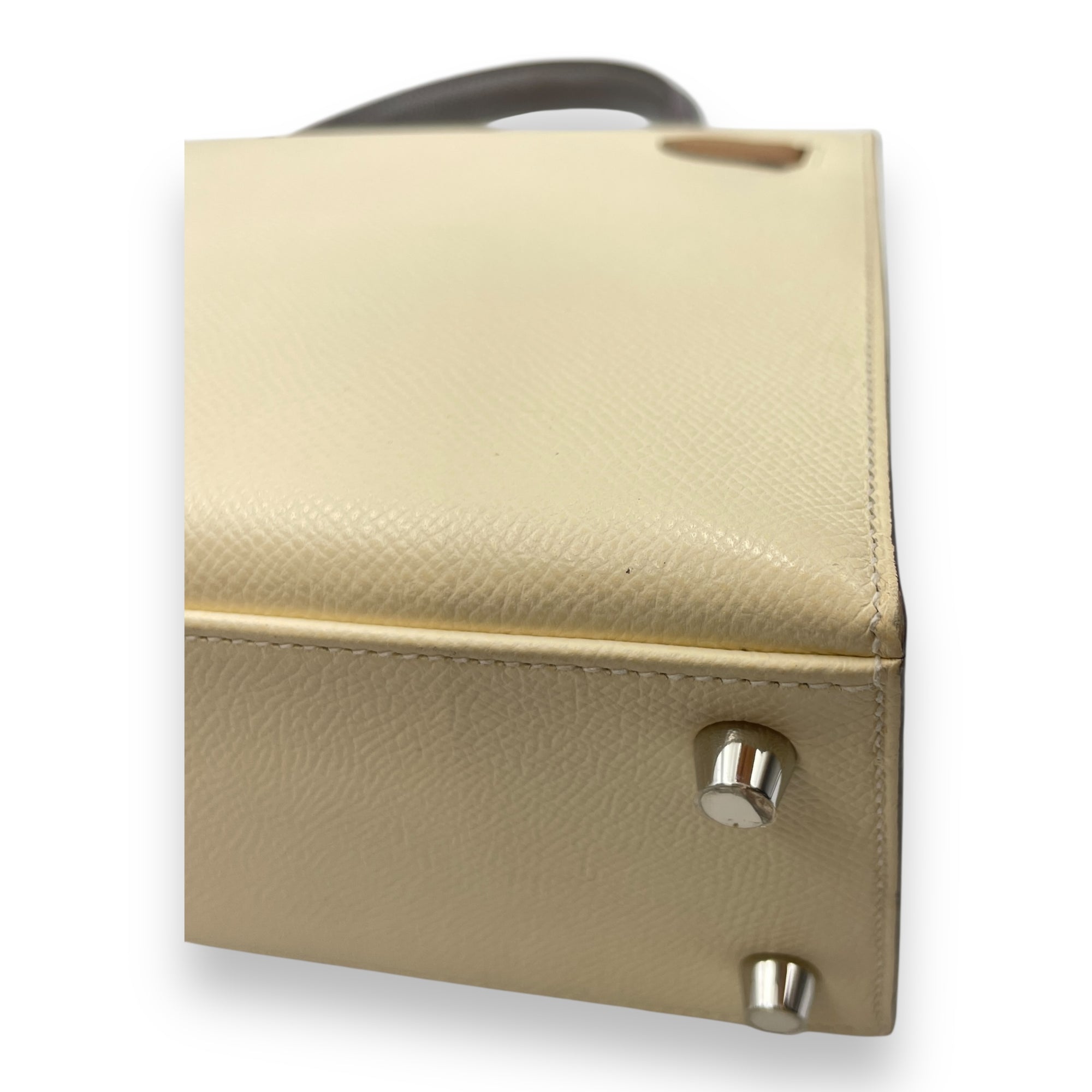 Tricolor Sellier Kelly 25 Nata/Chai/Gris in Epsom, Palladium hardware