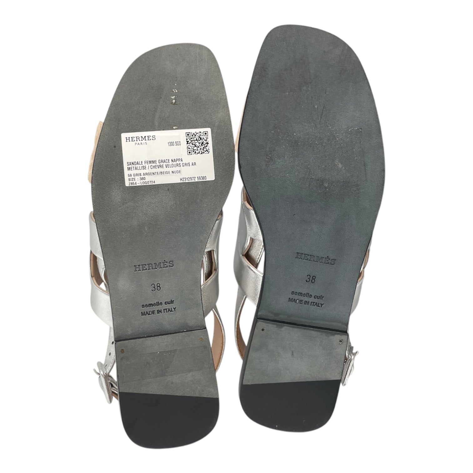 Grace (Sale Item) 38 Argent/Beige Sandals in Calfskin